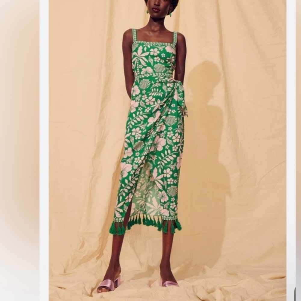 Saylor Rorie Dress Tassel Tropical Print